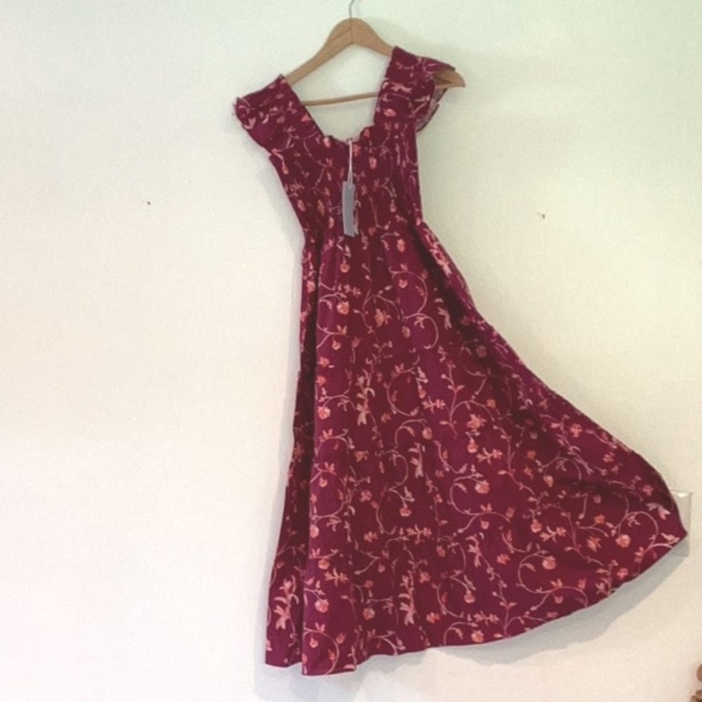 NEW Hill House The Ellie Nap Dress in Burgundy Botanical XS - Picture 15 of 16